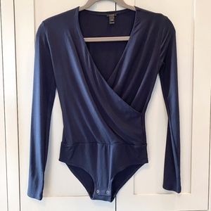 J. Crew Navy Faux Wrap Bodysuit | XXS